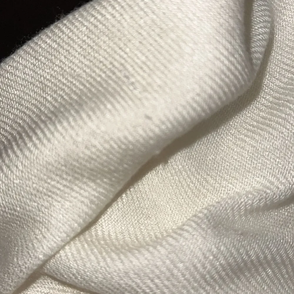 Off white/cream viscose shawl or wrap with fringe hem‎